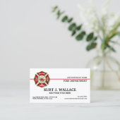 薄い赤ライン消防旗の名刺 名刺 (スタンド正面)