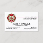 薄い赤ライン消防旗の名刺 名刺 (正面)