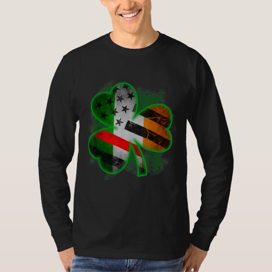 薄い赤ラインSt patricks dayアイリッシュクローバー Tシャツ (正面)