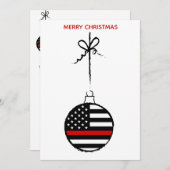 薄い赤線のクリスマス消防士 シーズンカード (正面/裏面)