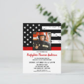 薄い赤線の写真消防士の退職パーティー インビテーションポストカード (スタンド正面)