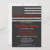 薄い赤線の旗 ファイヤーファイター 消防士 引退 招待状 (正面)