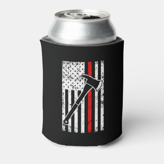 薄い赤線の消防士の男性のフラグはクーラー 缶クーラー (缶裏面)