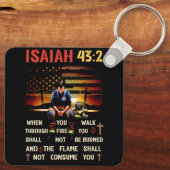 薄い赤線の消防士クロス聖書の詩アメリカ キーホルダー (裏面)