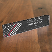 薄い赤線の消防士スターズモノグラムストライプ デスクネームプレート (側面)