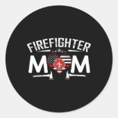 薄い赤線の消防士ママ誇りを持ったママ母 ラウンドシール (正面)