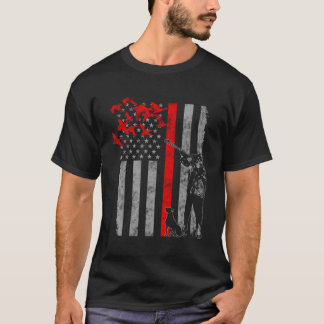 薄い赤線アヒル狩りフラグ Tシャツ