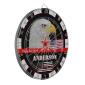 薄い赤線ダーツ、米国国旗、消防士/アメリカ ダーツボード (正面左)