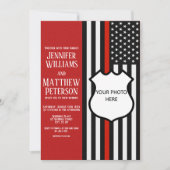 薄い赤線バッジフォト挿入 招待状 (正面)