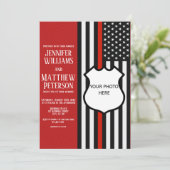 薄い赤線バッジフォト挿入 招待状 (スタンド正面)