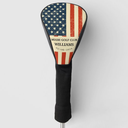 薄い赤線パーソナライズされた消防士モノグラム行 ゴルフヘッドカバー (正面)