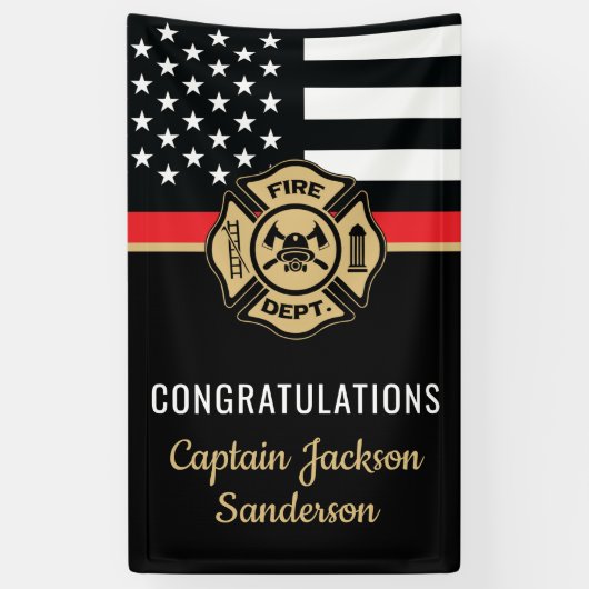 薄い赤線フラグおめでとう消防士退職 横断幕 (縦)