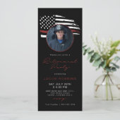 薄い赤線フラッグファイアマン退職パーティー文字 招待状 (スタンド正面)