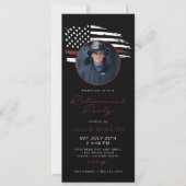 薄い赤線フラッグファイアマン退職パーティー文字 招待状 (正面)