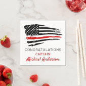 薄い赤線フラッグ消防パーティー スタンダードカクテルナプキン (インサイチュ)