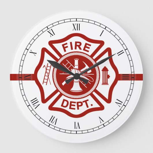 薄い赤線マルチーズ十字白 ラージ壁時計 (正面)