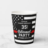 薄い赤線年数、消防士の引退へ 紙コップ (裏面)