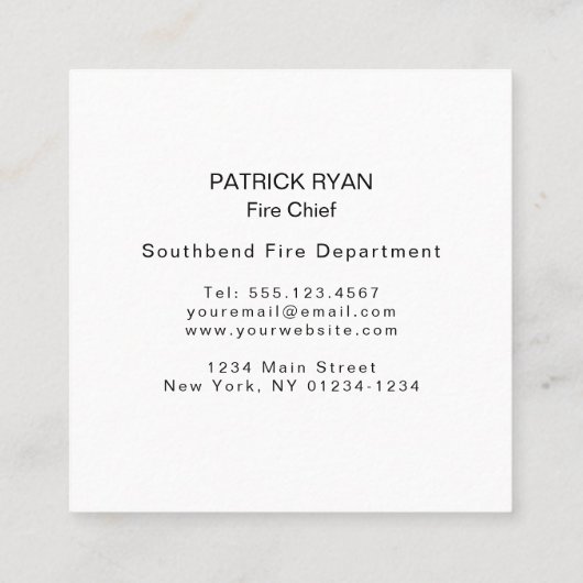 薄い赤線消防士の米国旗 スクエア名刺 (裏面)