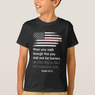 薄い赤線消防士の聖書の詩アメリカ Tシャツ