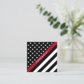 薄い赤線消防士は及びストライプな旗主演します スクエア名刺 (スタンド正面)