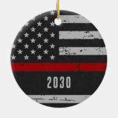 薄い赤線 – 消防士 セラミックオーナメント (裏面)