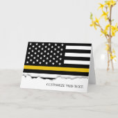 薄い金ゴールド線のアメリカンフラグ| 911ディスパッチ カード (黄色い花)