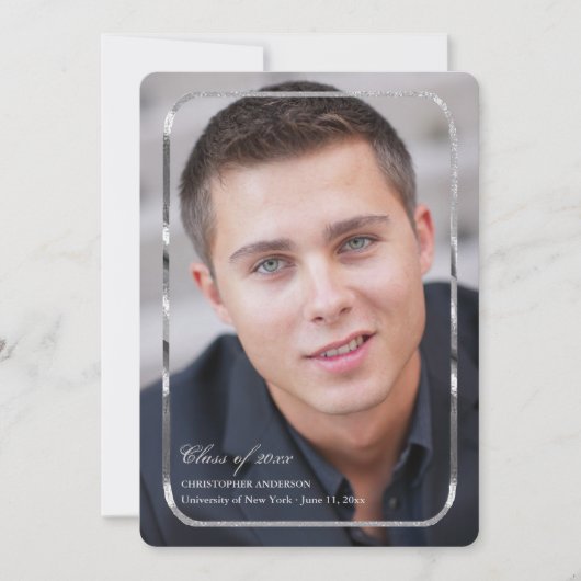 薄い銀枠フォト招待状 招待状 (正面)