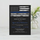 薄い青いラインの警察官卒業式 招待状 (スタンド正面)