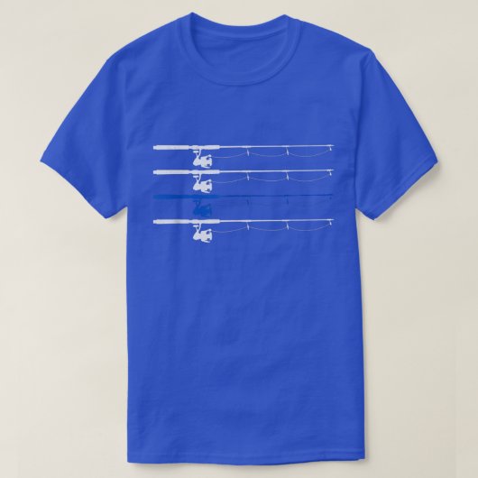 薄い青いラインの釣り竿 警察 法執行 Tシャツ (デザイン正面)