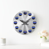 薄い青いライン完全な鳥のチーフ ラージ壁時計 (ホーム)