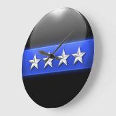 薄い青いライン – シルバー4つ星の最高位記章 ラージ壁時計 (傾斜)