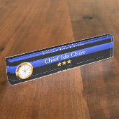 薄い青いライン – チーフ3星ランク デスクネームプレート (側面)