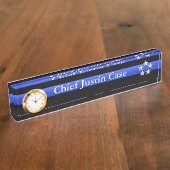 薄い青いライン – チーフ5星ランク デスクネームプレート (側面)