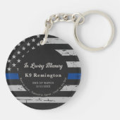薄い青いライン – 愛するメモリ内 – K9警察犬 キーホルダー (裏面)