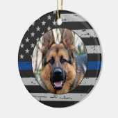 薄い青いライン – 愛するメモリ内 – K9警察犬 セラミックオーナメント (左)