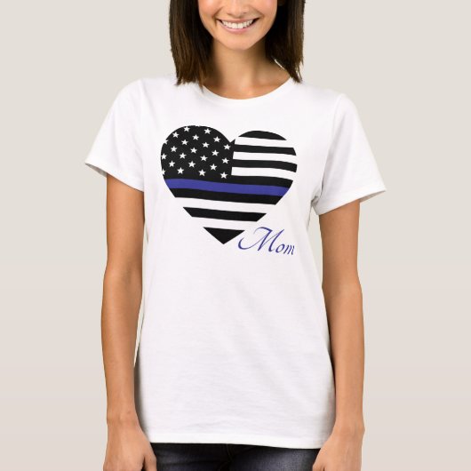 薄い青いライン：警察のママ戦車トップ Tシャツ (正面)