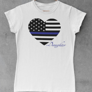薄い青いライン:警察の娘タンクのトップ Tシャツ