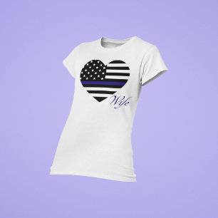 薄い青いライン:警察妻タンク上部 Tシャツ