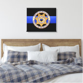 薄い青い線とバッジ キャンバスプリント (インサイチュ (寝室))