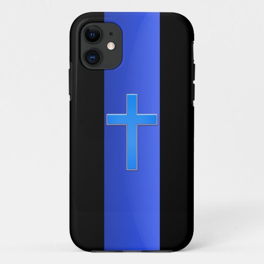 薄い青い線と十字 Case-Mate iPhoneケース (裏面)