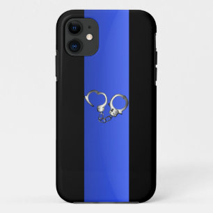 薄い青い線と手錠 iPhone 11 ケース