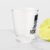 薄い青い線のアメリカンフラグのモノグラム名 ショットグラス (左)