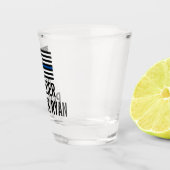 薄い青い線のアメリカンフラグのモノグラム名 ショットグラス (右)