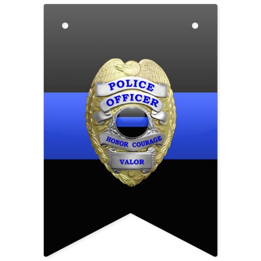 薄い青い線のカスタムバッジとボタン バンティングフラッグ (第3の旗)