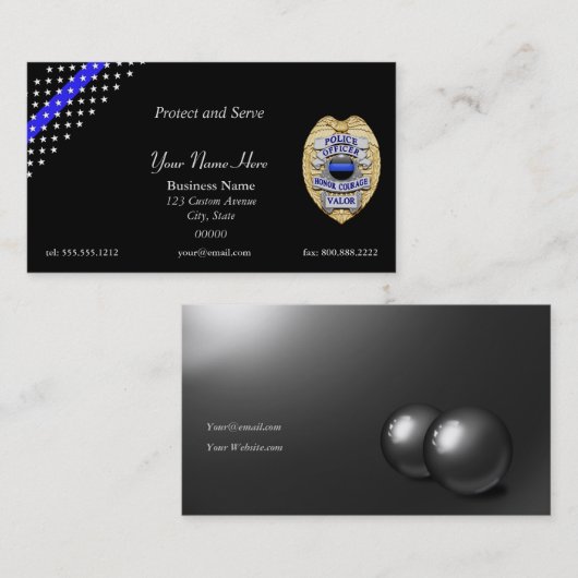 薄い青い線のカスタムパッチとバッジ 名刺 (正面/裏面)