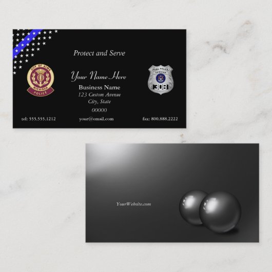 薄い青い線のカスタムパッチとバッジ 名刺 (正面/裏面)