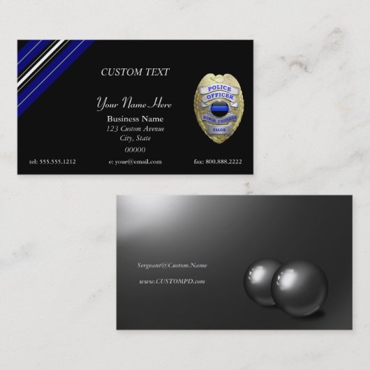 薄い青い線のカスタムパッチとバッジ 名刺 (正面/裏面)