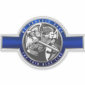 薄い青い線のカスタム切り取り シール (正面)