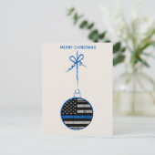 薄い青い線のクリスマス-警察の家族 シーズンポストカード (スタンド正面)