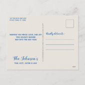 薄い青い線のクリスマス-警察の家族 シーズンポストカード (裏面)